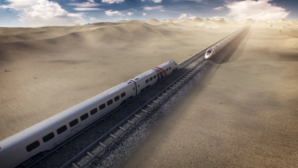 High-speed trains operating across desert rail tracks – system design and integration consultancy by BenTec Rail Consultants, GCC Region.